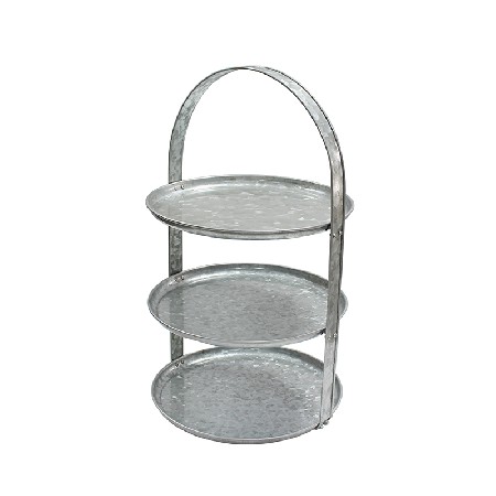 Indoor outdoor use galvanized metal 3 tier stand serving tray