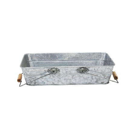 Vintage Rustic Galvanized portable metal tray with handles