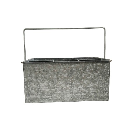 Galvanized Metal Carry Compartment utensil organizer caddy