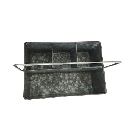 Galvanized Metal Carry Compartment utensil organizer caddy