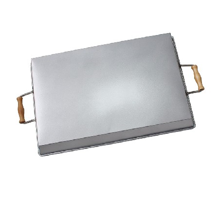 Stainless Steel Rectangle Silver Serving Trays With Wood Handle