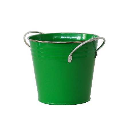 Custom Printed and color iron metal flower bucket With Fixed handle