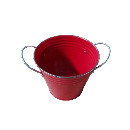 Custom Printed and color iron metal flower bucket With Fixed handle