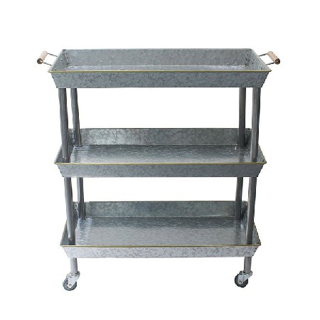 3-Tier Rolling Metal Storage Organizer Mobile Utility Cart with Caster Wheels