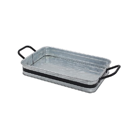 Farmhouse Decor Galvanized Metal Rectangular Trays with Handles